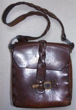 1960s Bojo Thick Leather Shoulder Purse Braided Strap Carved Wooden Peg Closure