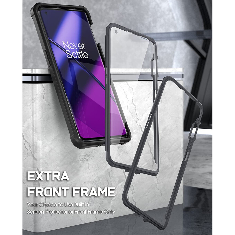 ESTH® Custodia per OnePlus 11 con 2 Pezzi Pellicola Protettiva, 360° Rotante Staffa [Compatibile con Supporto Magnetico per Auto], Cover Paraurti PC TPU, Nero