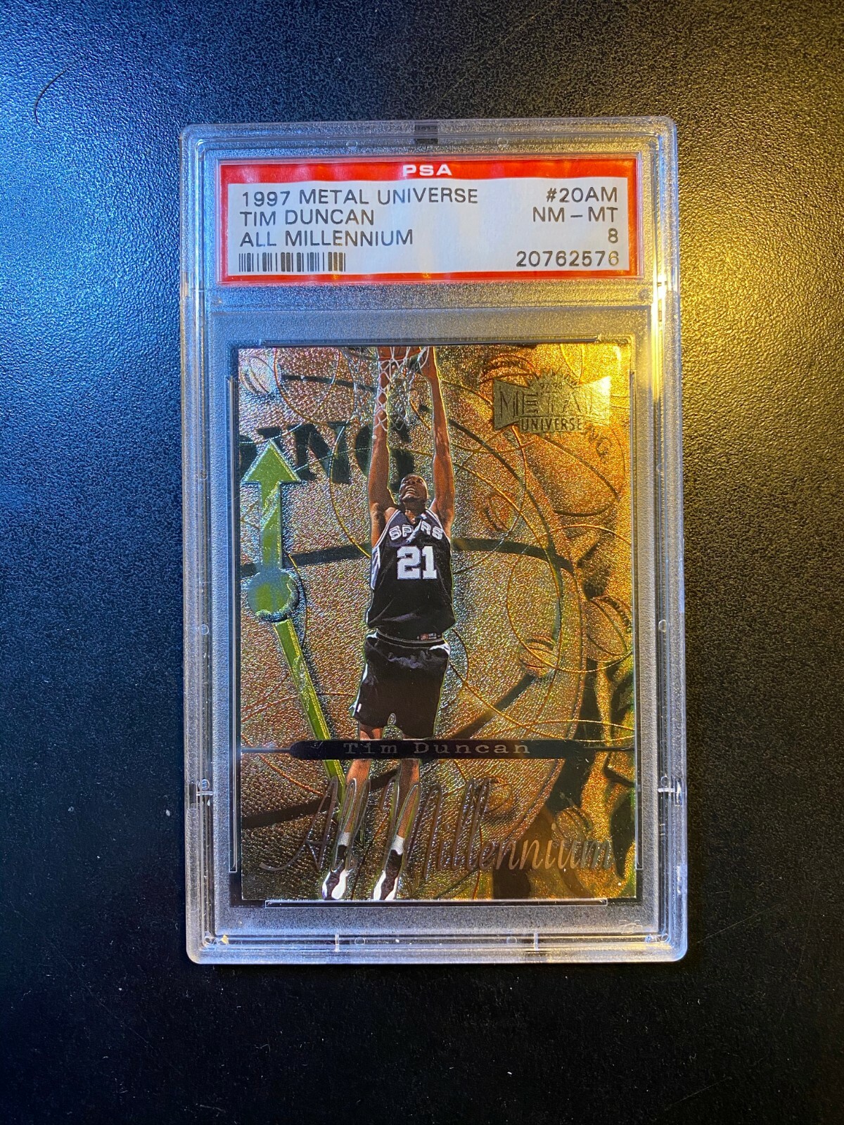 Tim Duncan 1997/98 Skybox Metal Universe #20AM All Millenium PSA 8 RC Spurs HOF