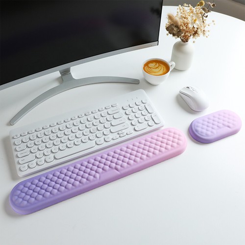 Juego de reposamuñecas y reposamuñecas ergonómicos para teclado, soporte de lycra suave - Imagen 8 de 11
