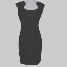 Calvin Klein Size 4 Sheath Dress Black Sleeveless Scoop Neck Zip Ruched Lined