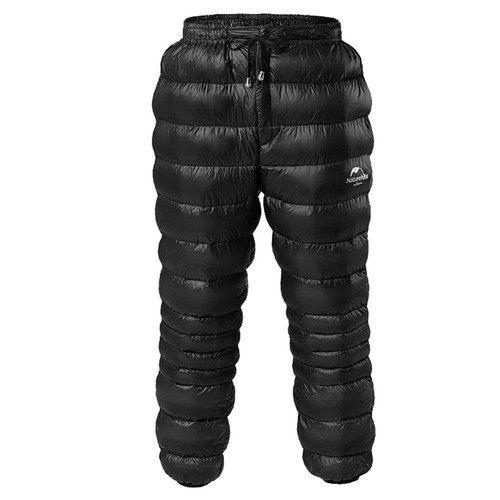 Black Unisex Goose Down Pants Hiking 