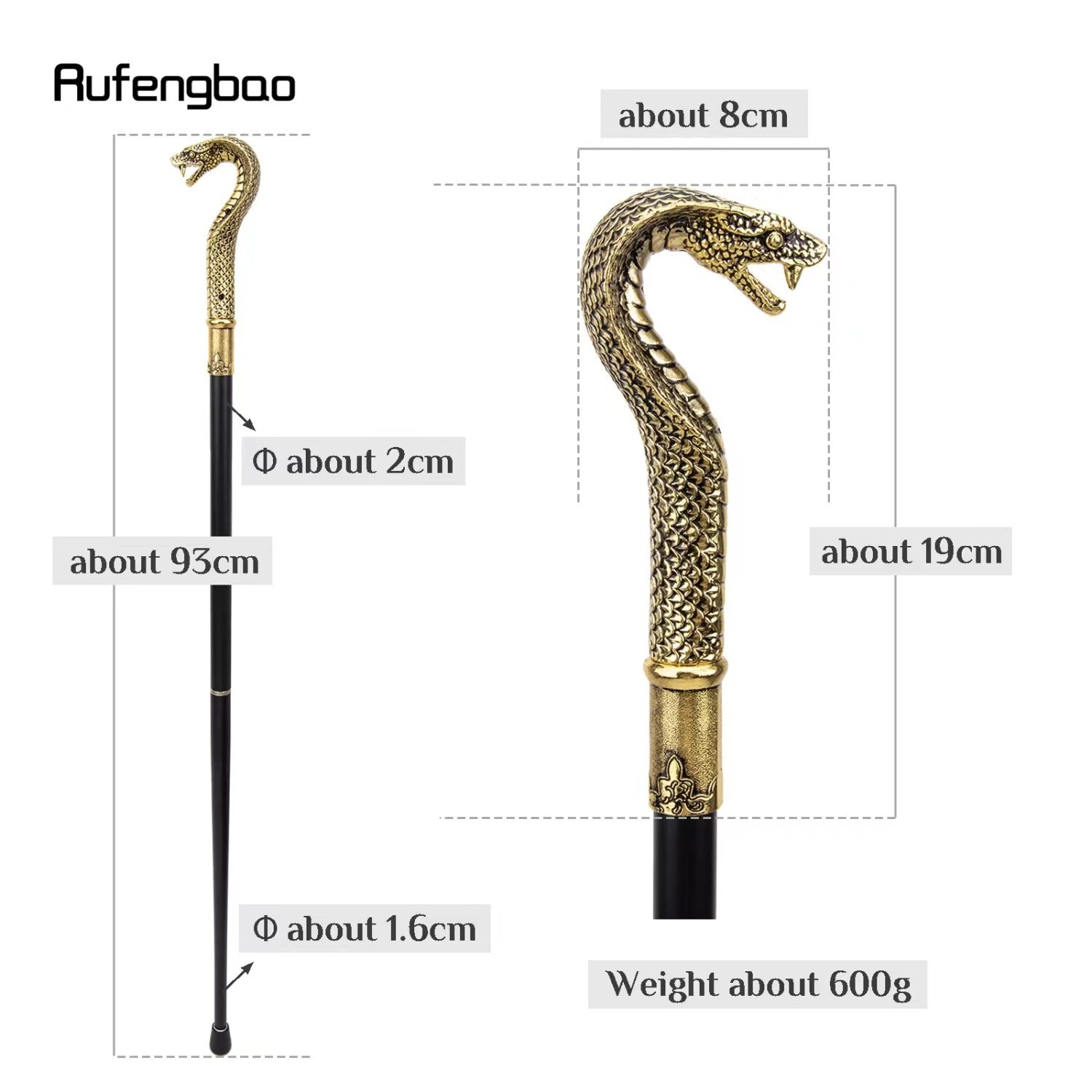 Handmade Antique Solid Snake Head Handle Walking … - image 7