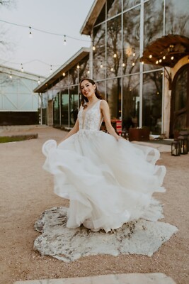 Pure Silver Embroidery Wedding Gown, Ivory color ($3500 original value with  veil | eBay
