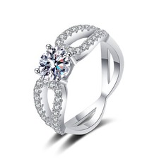 925 Sterling Silver 1 Ct VVS1/D Moissanite Infiniy Wedding Promise Ring for Her