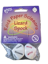 Rock Paper Scissors Lizard Spock Dice Set of 2 D10 Dice Koplow Games - Big Bang
