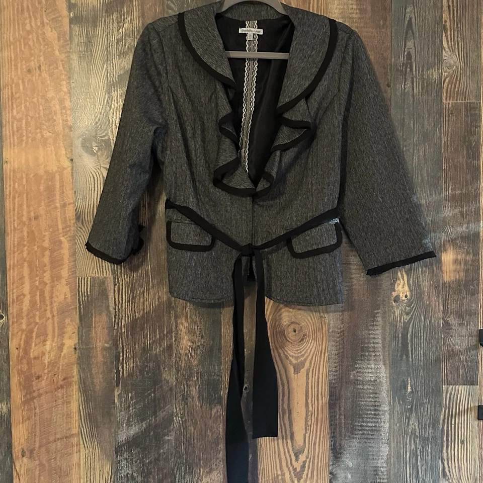 Charlotte Russe Women’s Black And Gray Women’s Blazer Jacket Size XL 3/4 Sleeve - Image 2 of 4