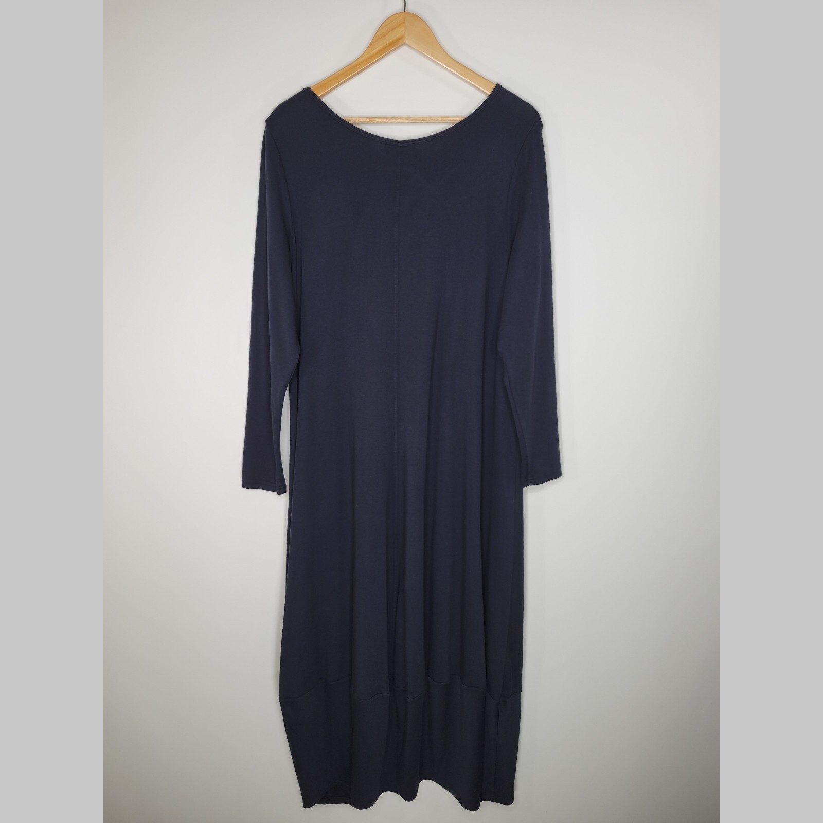 KLEEN Black Maxi Dress Size XL Cotton Modal Long Sleeve Lagenlook