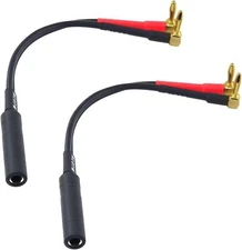 WJSTN TS 1/4 '' Female to Banana Plug Adapter Dual Right Angle Banana Plug to