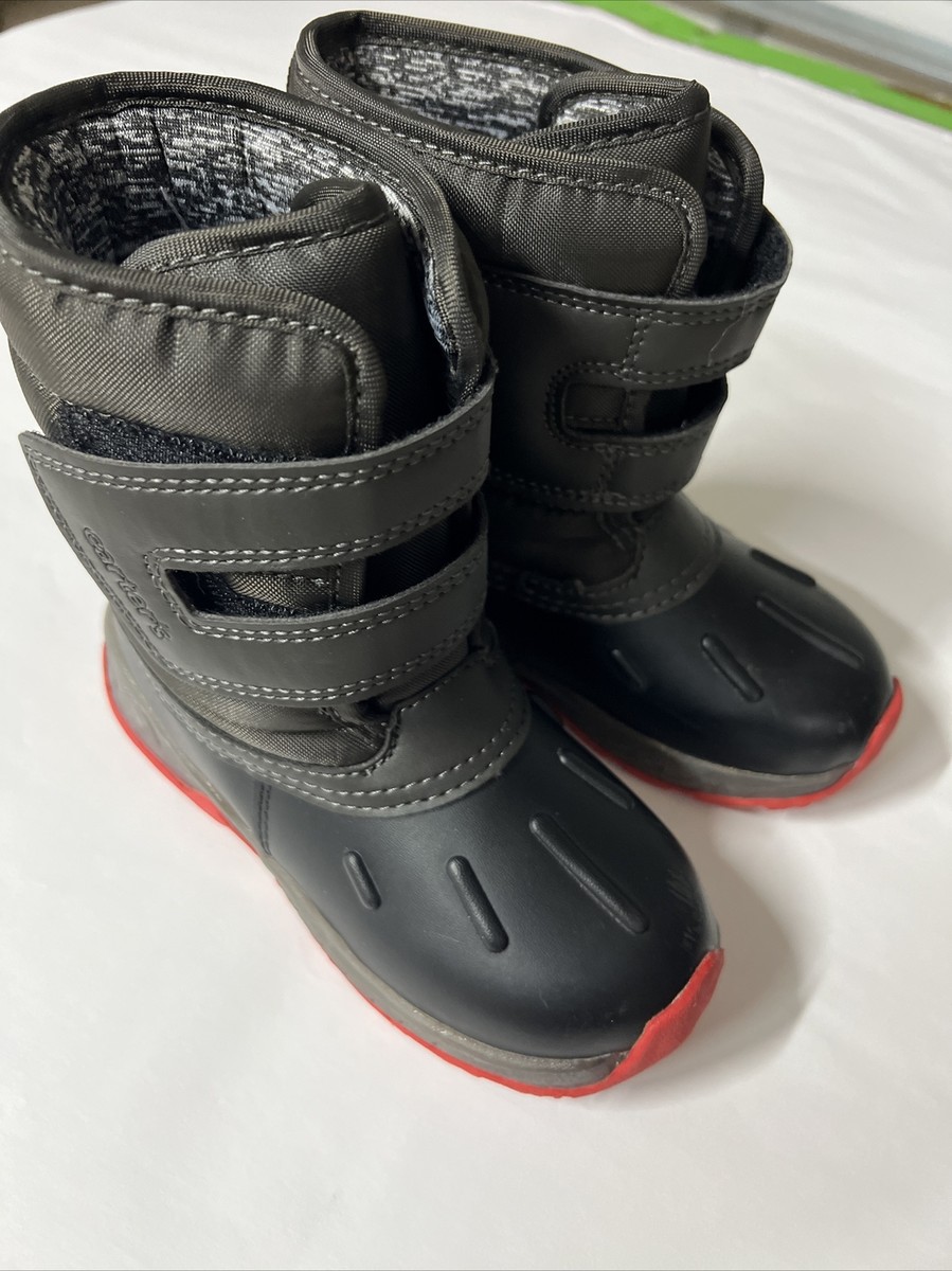 CARTER's Light Up Soles, Easy On/Off Toddlers Black Snow Boots