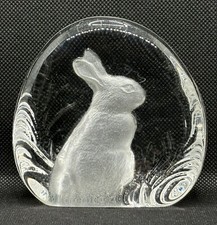 Zajecar 24% Lead Crystal 3.75" Bunny Rabbit Paperweight Yugoslavia