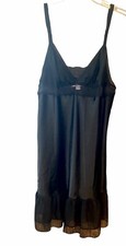 Victoria  s Secret M Black Semi-Sheer Dream Angels Lace Lingerie Slip NightGown
