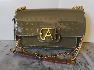 Arcadia Women's Italy Patent Leather Flap Shoulder/Crossbody Bag Brand New