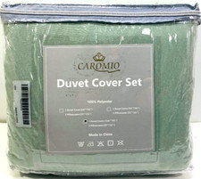 Duvet Cover 2 Pillow Cases Sage Green Polyester 104x90 Caromio