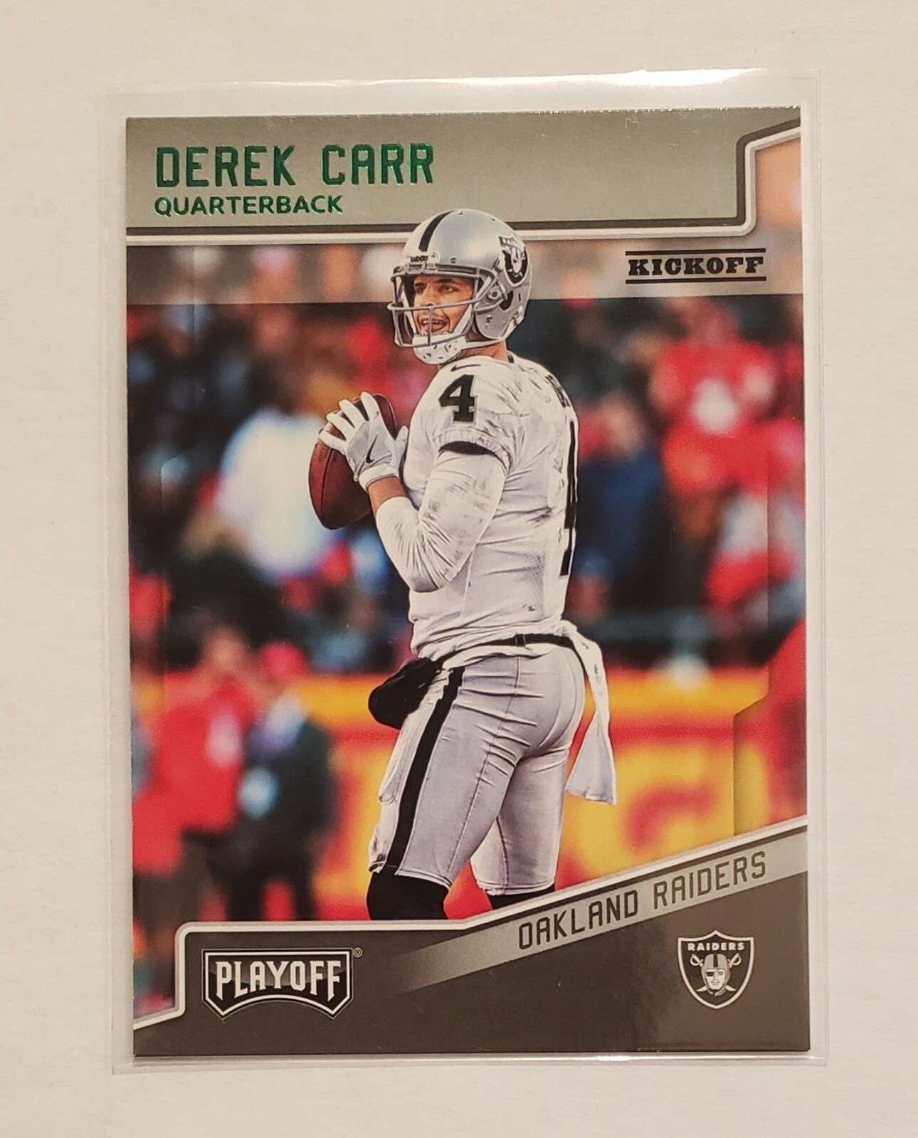 2018 Panini Playoff Green Parallel DEREK CARR #151 Las Vegas Raiders Kickoff