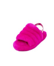 UGG Girls' Logo Family Matching Fluff Yeah Fur Slides 6 M US