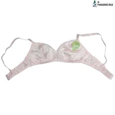 100% Natural Silk Bra Double Layers Wireless Shiny Silk Satin Underwear