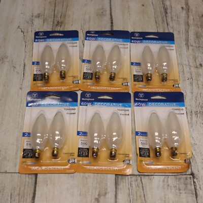 Westinghouse 60 Watt Torpedo Light Bulbs -12 PK- B10 Frosted E12 Candelabra Base