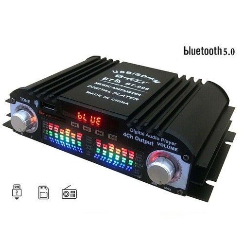 4-Kanal Endstufe Digital Verstärker DC12v Bluetooth 5.0 Auto PKW AMP Subwoofer - Picture 7 of 14