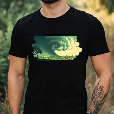 T-Shirt Herren Tornado Landschaft Motiv Baumwolle Größe XS bis 5XL