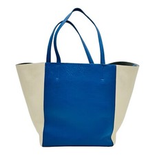 Santesteban Leather Tote Bag Blue & White Large Handbag Argentina Rare