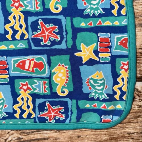 Vintage Gymboree Baby Blanket Reversible Bright Colors Ocean Fish 90's Under Sea - Picture 4 of 11