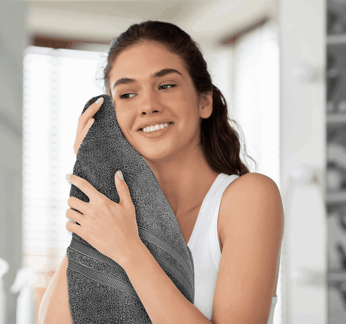 Grey Bath Towels Set of 4 Pcs Cotton 27x54 Inch Body Towel for Hotel Gym - Bild 7 von 7