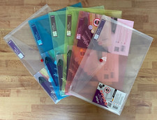 Snopake Polyfile Document Wallet FOOLSCAP Stud Press Closure Assorted Colour X 6
