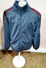Starter zip up youth/boys jacket size 14/16. Grey with maroon/white stripes.