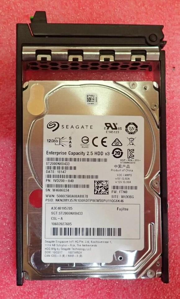 Fujitsu 2TB 7.2K 2.5" SAS 12G 512E Hot-Plug Hard Drive HDD S26361-F5600-L200 - Image 2 of 4