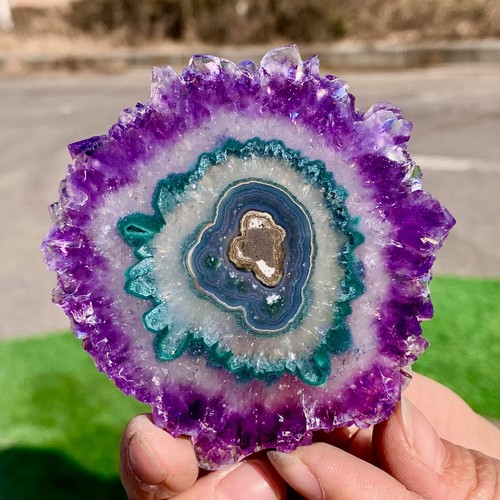 81G Natural Alta Calidad Amatista Ágata Cuarzo Racimo Rebanada Cristal Mineral - Imagen 9 de 24