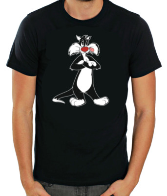Sylvester The Cat-2 kurzärmeliges Herren-T-Shirt mit B L807