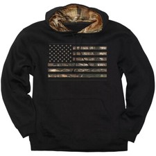 NWT Buck Wear Camo American Flag Hoodie Mens Medium Black Realtree