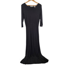 Norm Thompson V-Neck Long Sleeve Maxi Sweater Dress Black Small