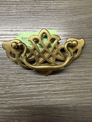 Vintage Keeler KBC Solid Brass Chippendale Cabinet Handles Pulls Drawer (47)