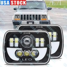 Pair 5x7 7x6 Led Aluminum Headlights Hilo Beam For Jeep Cherokee 1985-2001