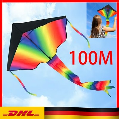 Rainbow Kite Drachenschnur und Spannweite Große Kinder Drachen 100M 210T DHL