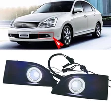  L & R LED DRL Fog Light Halo Ring COB Angel Eye For 06-08 Nissan Sylphy Sentra 