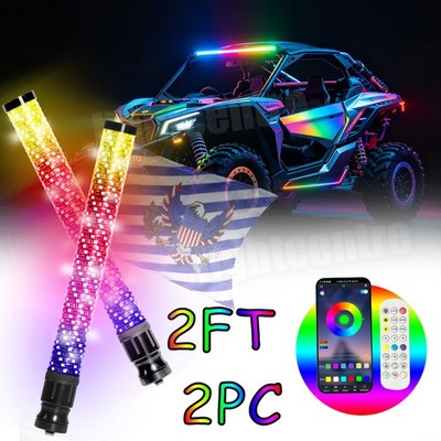 Pair Laser 2FT Fat Whip Lights LED Spiral Chasing Lighted for Can-Am Maverick X3
