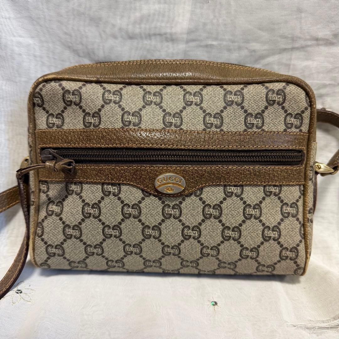 GUCCI GG Supreme Leather Vintage Shoulder Bag Brown Classic Luxury Designer