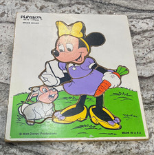 Playskool Disney Minnie Mouse Wooden Tray Puzzle Board 8pc Made in USA