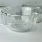 Vintage Set of 3 Pyrex Custard Cups Dessert Bowls Clear Scalloped Edge