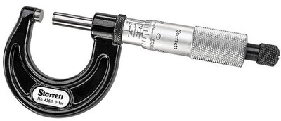 Starrett 436.1XRL-1  - Outside Micrometer 0-1''  Rachet Stop, Carbide Anvil