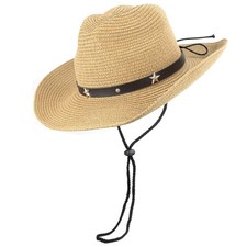 Straw Cowboy Hat for Toddler Girls Boys, Summer Beach Sun 2-4T, Khaki
