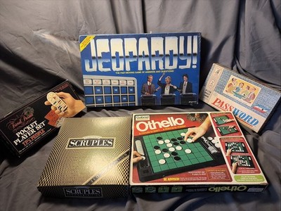 Vintage Board Games COMPLETE Lot Of 5 Othello Scruples Trivial Pursuit Password
