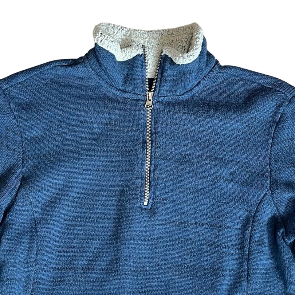 Top Pullover Kuhl Para Mujer Talla XL Azul Cuarto 1/4 Cremallera Alska Borde de Piel de Oveja Foto 3 de 4