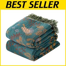 Versatile Boho Throw Blanket - Soft Muslin Quilt for Indoor  Outdoor Comfort