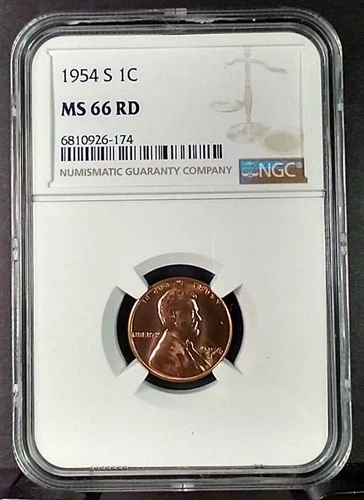 1954-S Lincoln Cent, NGC MS-66RD (A340)