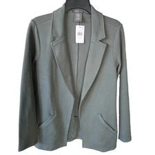 NWT Matty M The Knit Boyfriend Blazer Womens Size M Dark Sage Casual Office Work