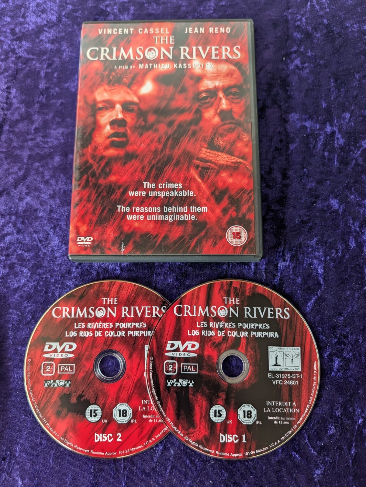 DVD CRIMSON RIVERS VINCENT CASSEL JEAN RENO MATHIEU KASSOVITZ UK R2 THRILLER